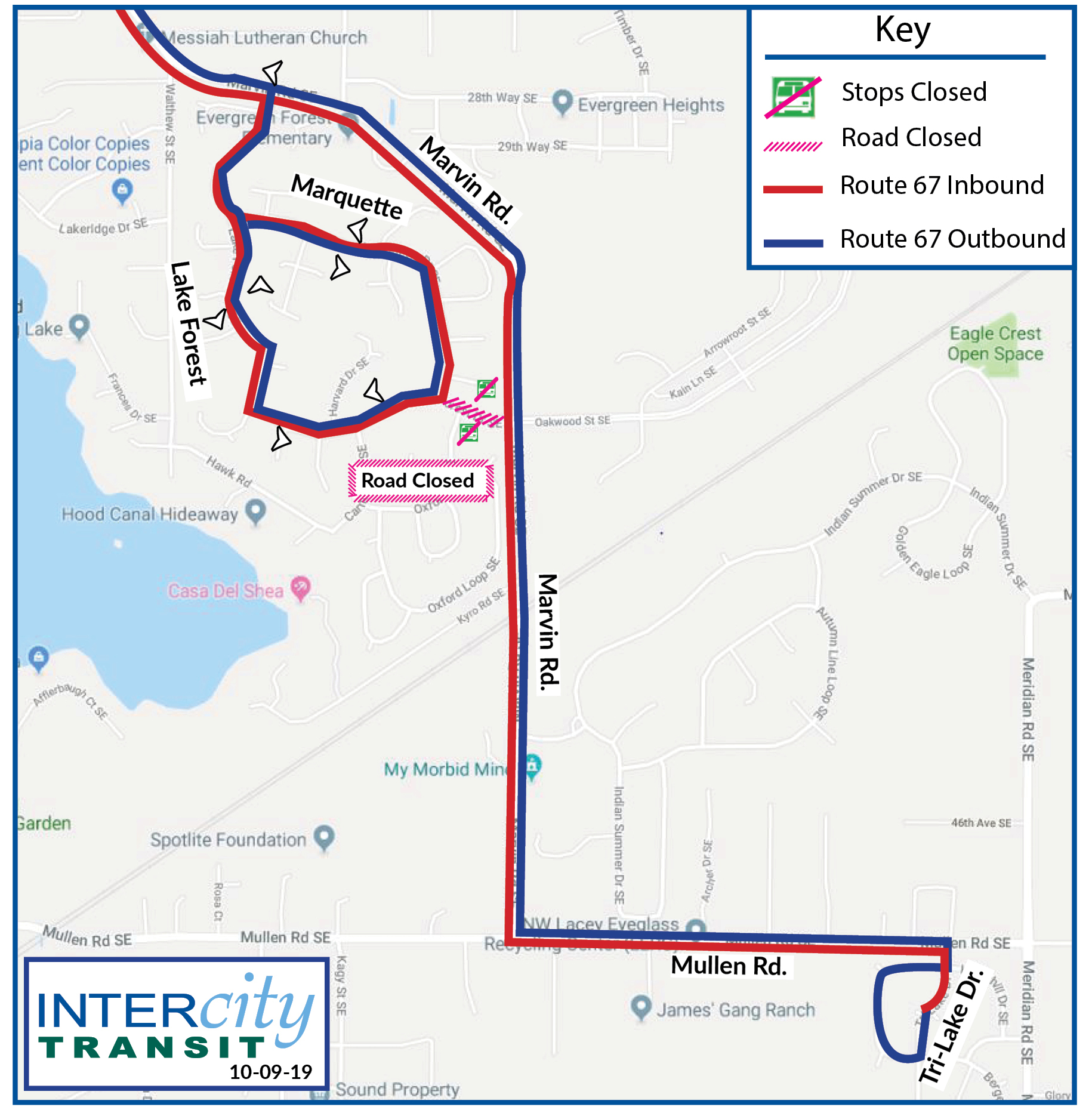 Route 67 on detour due to a paving project at the intersection of Lake ...