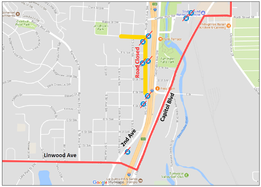 Map of route 12 detour and stop closures