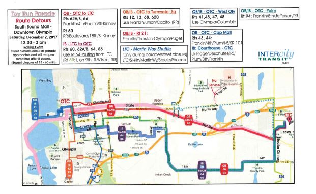 Details and map of routes on detour due to Toy Run