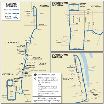 Map of proposed service change to Route 612