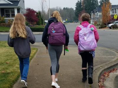 girls walking to school