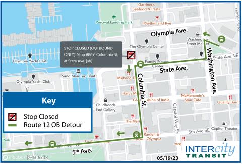 Route 12 will be on detour due to road closures for the Capital City Marathon.
