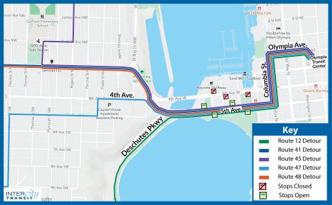 Routes 12, 41, 45, 47 and 48 detours during Olympia Pet Parade