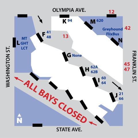 Map showing the south bay closure at OTC