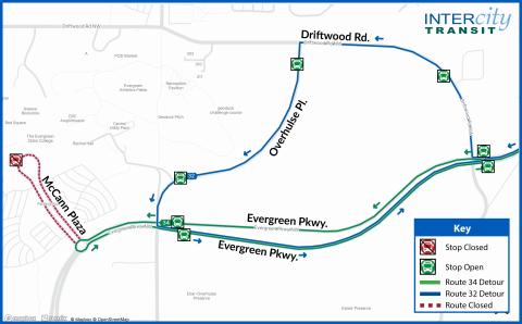 Library Loop stop closure at Evergreen