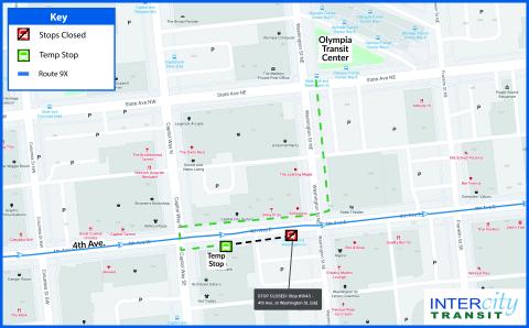 Map of stop #1043 closure