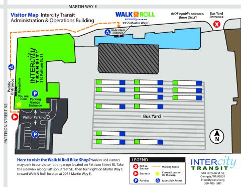 Map to Walk N Roll from visitor parking