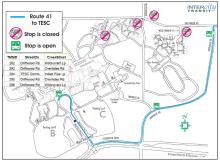 Route 41 detour map - no service to Indian Pipe Loop Road.