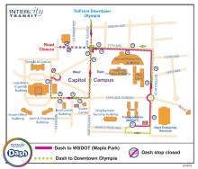 Dash west Capitol Campus detour map.