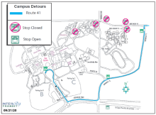 Route 41 detour due to the closure Indian Pipe Loop Rd. on The Evergreen State College campus.