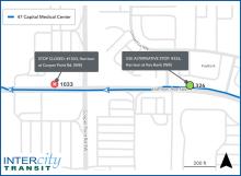 Bus stop #1033 will be temporarily closed. Please use stop #326.