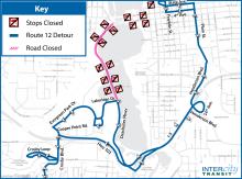 Route 12 on detour due to road closures for Olympia Lakefair activities.