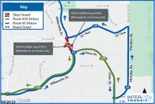 Routes 62A and 65 will be on detour due to the closure of Willamette Dr. from Orion Dr. to 31st Ave.