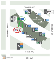 Bay F closure. Route 52 will depart from Bay H. 
