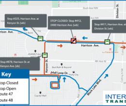 Routes 47 &48 OB - Stop 412 Closure Map