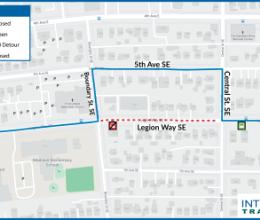 Map of Legion Way tree trimming detour 8-20-25