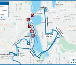 Map of Route 12 and 42 detour