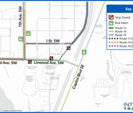 Stops 105, 84, 45 and 998 will be closed during construction.